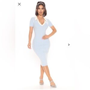 FASHION NOVA on the course sweater midi dress light blue size S